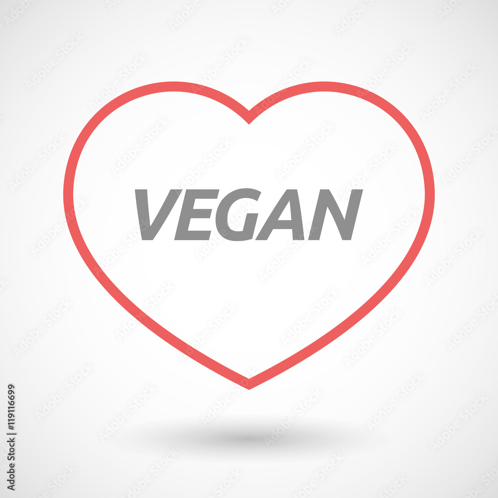 Isolated line art heart icon with the text VEGAN Isolated line art heart icon with the text VEGAN