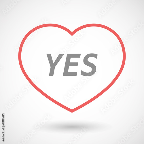 Isolated  line art heart icon with    the text YES