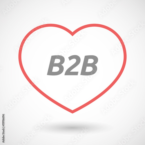 Isolated  line art heart icon with    the text B2B