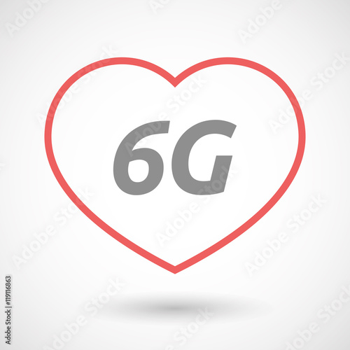 Isolated  line art heart icon with    the text 6G