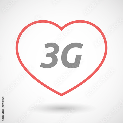 Isolated  line art heart icon with    the text 3G
