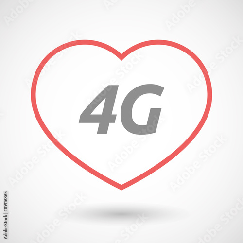 Isolated  line art heart icon with    the text 4G