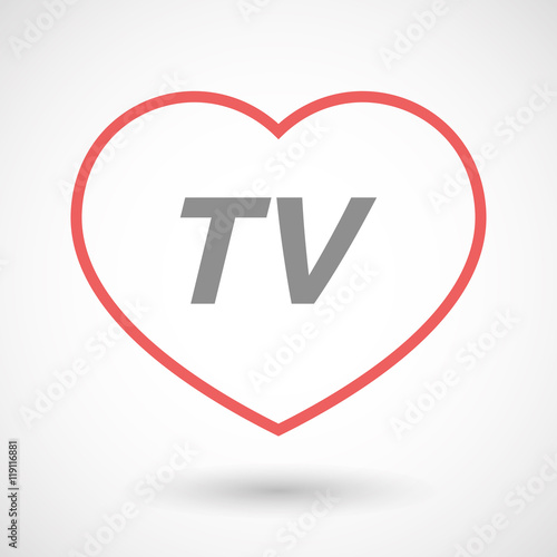 Isolated  line art heart icon with    the text TV