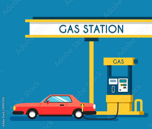 Gas filling station. Energy. Vector flat illustration