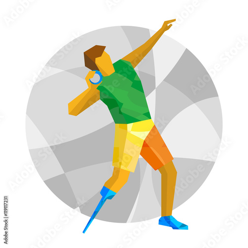 Physically disabled sportsman throwing shot