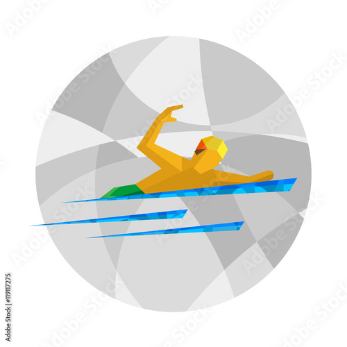 Physically disabled swimmer. Flat sport  icon.