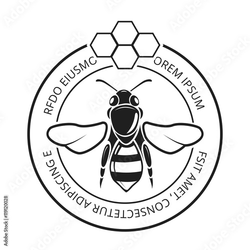 Retro honeybee, beekeeper, honey logo