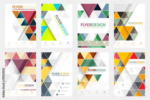 Set of flyer design with geometric pattern. Corporate banner or brochure in A4 size.
