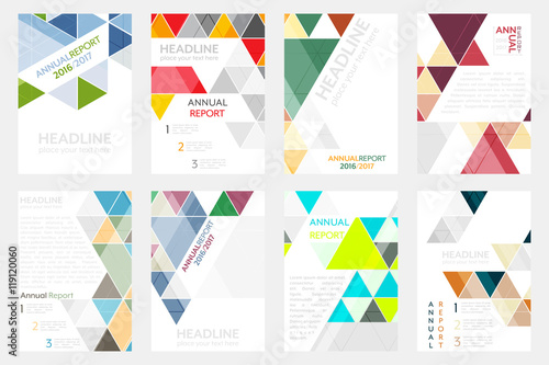 Set of business flyer template, brochure or corporate banner with geometric pattern. A4 size.