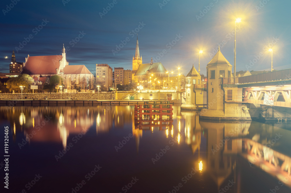 panorama of the old city of Szczecin, Poland