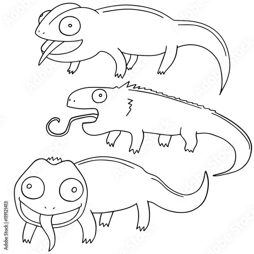 vector set of chameleon