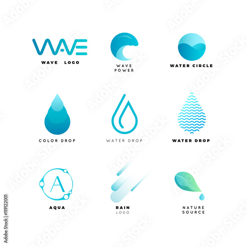 Abstract logo. Water logo. Wave logo. Geometric logo. Water line logo. Nature logo. Nature elements logo. Water vector logo. Water energy logo