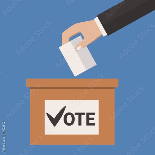 Ballot Box  Person Casting Vote ,  Hand Putting Paper in the bal