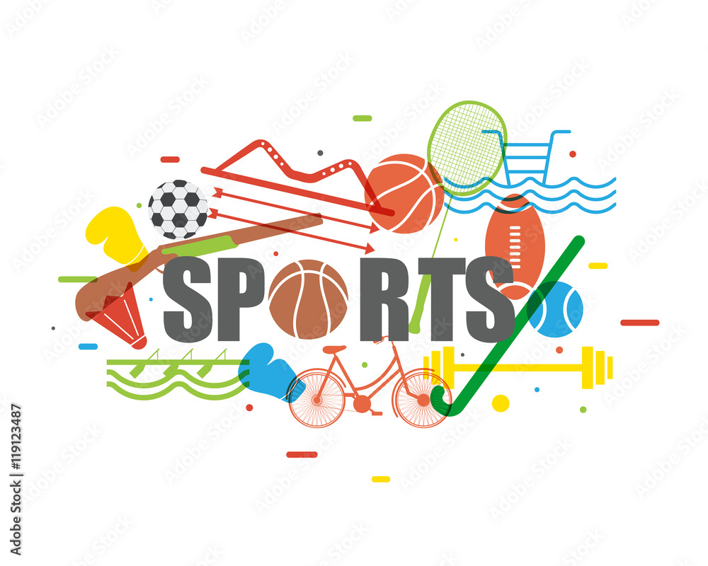 Set of different Sports equipments. Set of different Sports equipments.