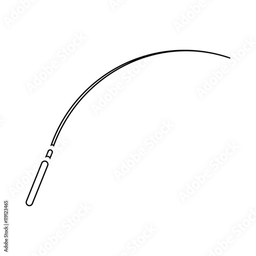 Fishing rod icon in outline style isolated on white background