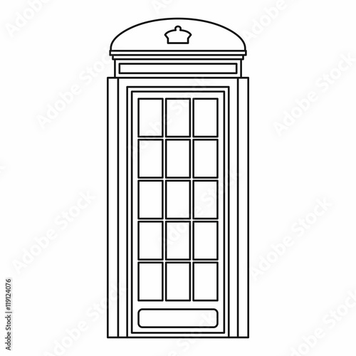Phone booth icon in outline style isolated on white background. Call symbol