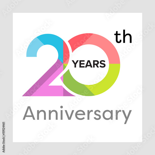 Template logo 20th anniversary with a circle, shape and colorful vector illustration