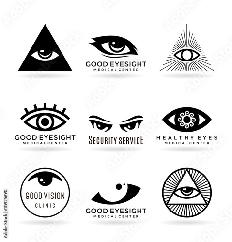 Set of vector eye symbols and logo design elements (2)