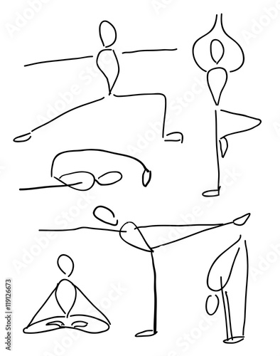 Funny Sketched Yoga Poses - vector