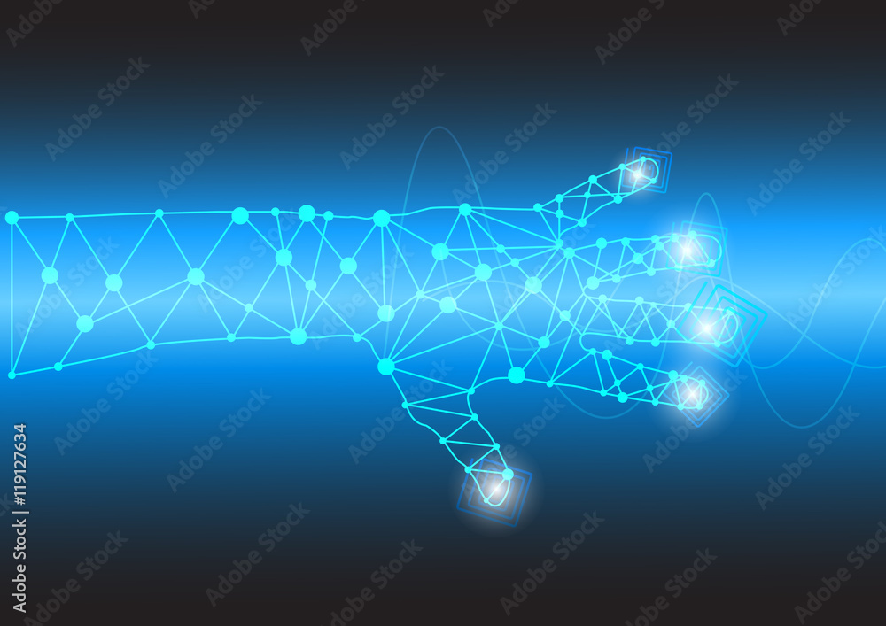 abstract technology, polygon hand, digital technology abstract technology, polygon hand, digital technology