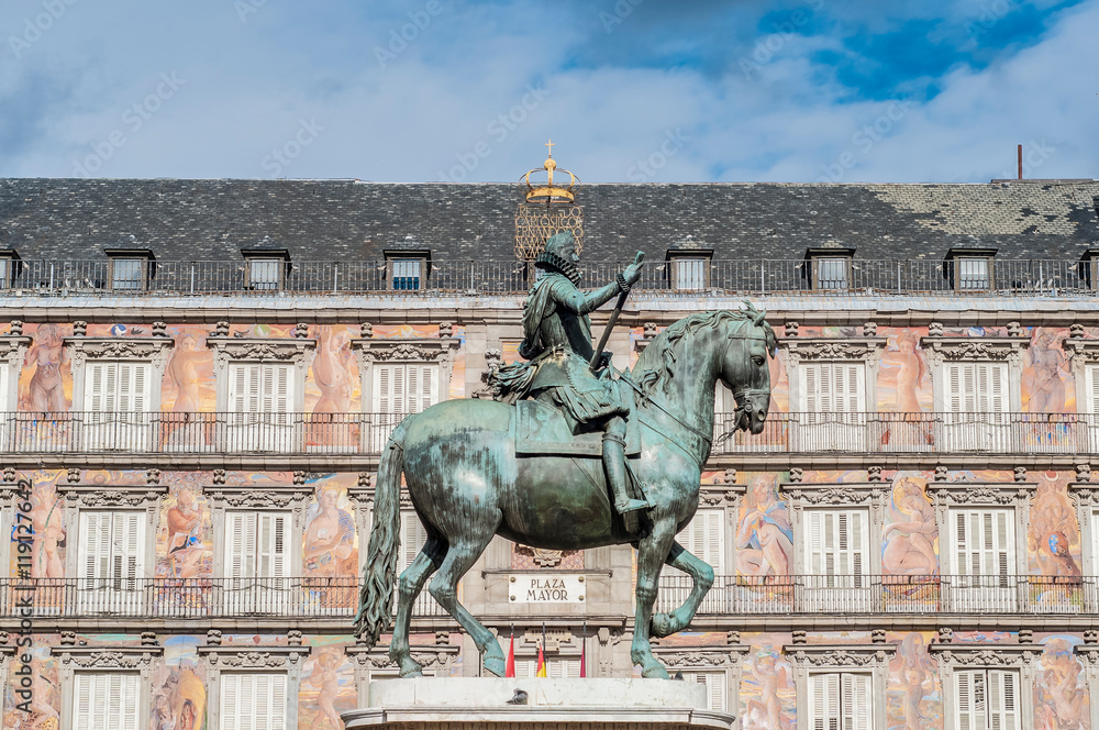 Philip III on the Plaza Mayor in Madrid, Spain. Philip III on the Plaza Mayor in Madrid, Spain.