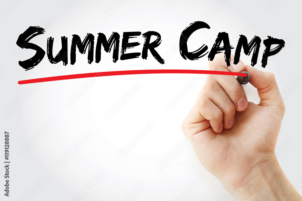 Hand writing Summer Camp with marker, concept background Hand writing Summer Camp with marker, concept background
