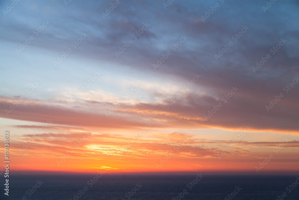 Colorful dramatic sunset. Cape Keri