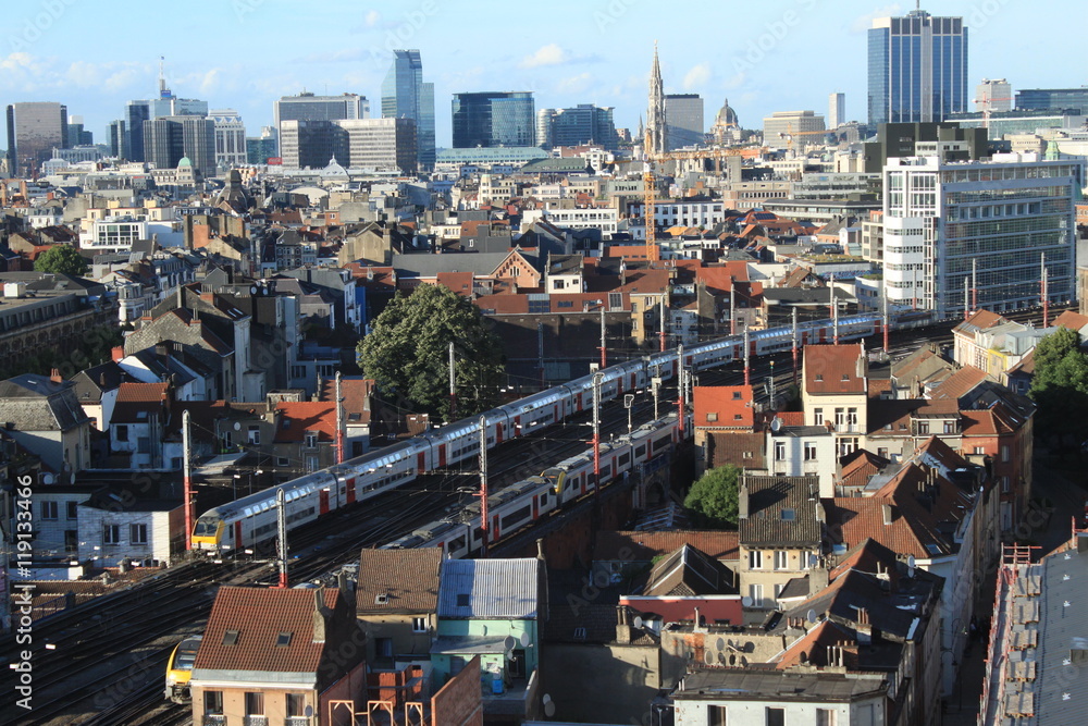 Brüsseler Panorama / Blick vom Boulevard du Midi über die Stadt
