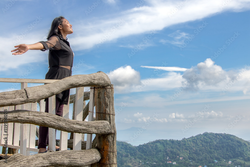 woman watching view over the sea woman watching view over the sea