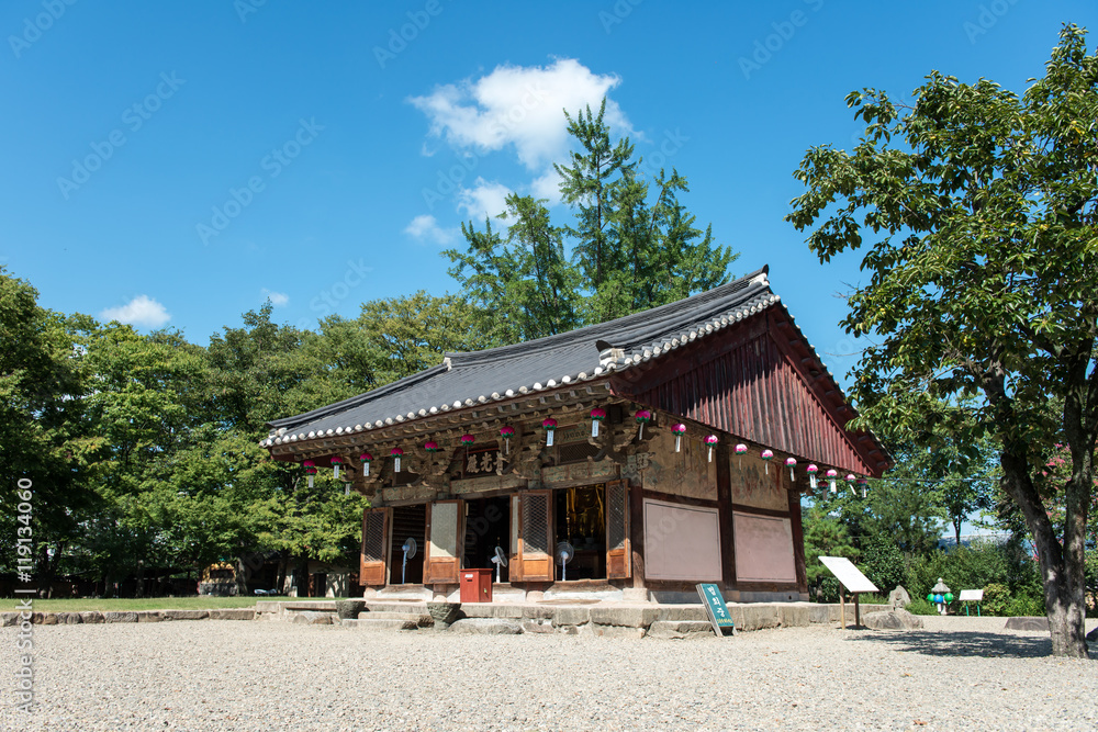 Gyeongju, South Korea - August 18, 2016: Stone Pagoda of Bunhwangsa temple was built in the Silla Era