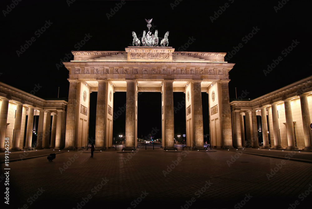 Brandenburg gate at night in Berlin, Germany
