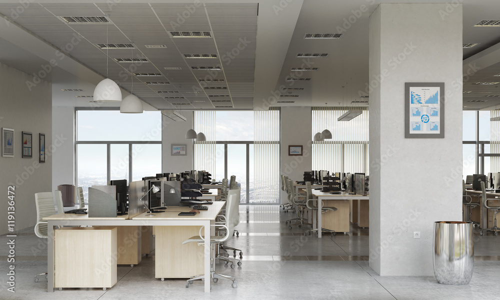 Elegant office interior . Mixed media Elegant office interior . Mixed media