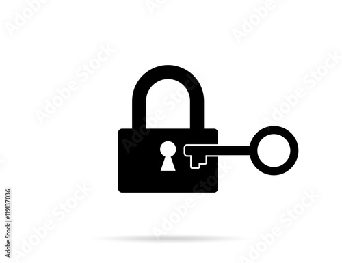 Lock and key vector icon.