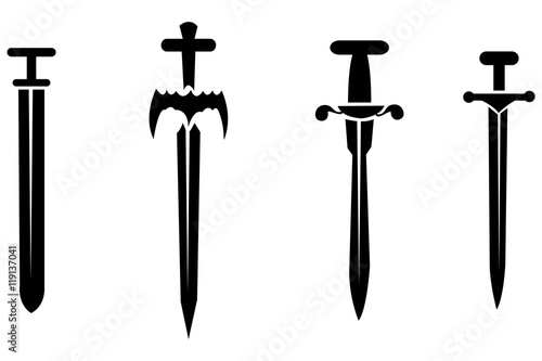 Black silhouettes of swords