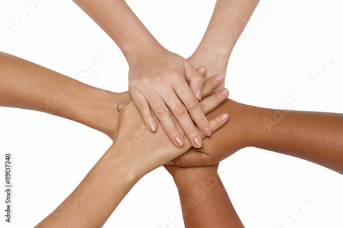 Teamwork concept Business team joining hands holding together co