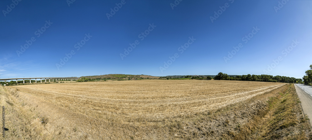Fototapeta premium rural landscape with toll highway and bridge in the Provence, Fr