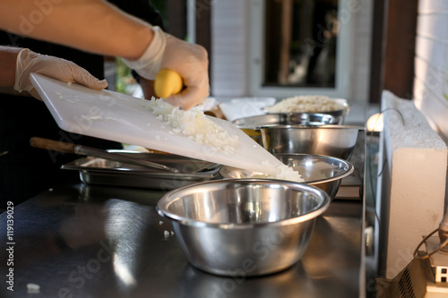 culinary workshop. paella cooking
