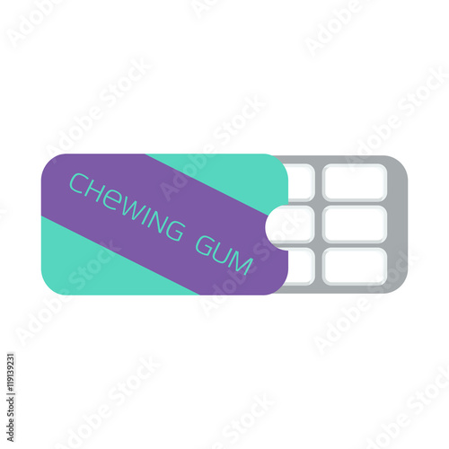 Chewing gum in a blister pack, mint flavor. Vector illustration.