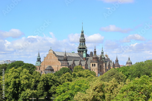 Blick über das berühmte Nordische Museum in Djurgarden in Stockholm (Schweden)