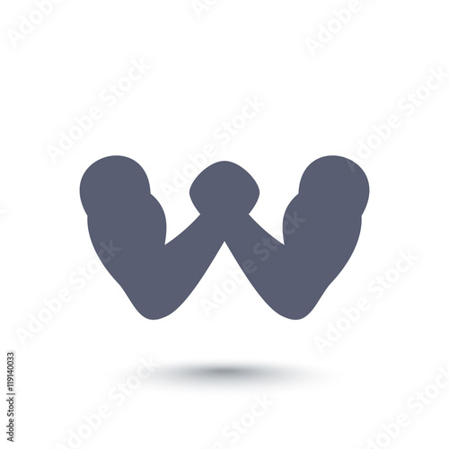 arm wrestling icon on white
