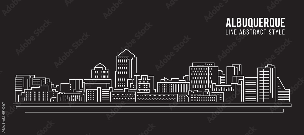 Cityscape Building Line art Vector Illustration design - Albuquerque city