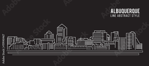 Cityscape Building Line art Vector Illustration design - Albuquerque city