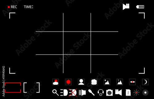 Vector illustration. Template for footage. Camera viewfinder