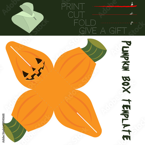 Box cut in the form Pumpkin, for candy on Halloween