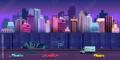 city game background 2d application. Vector design.