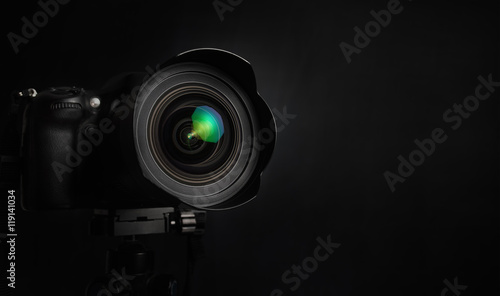 Camera Lens on Black Background