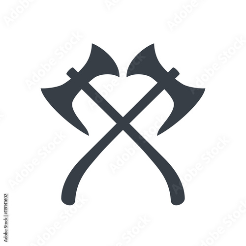 crossed axes silhouette, medieval weapons, vector illustration