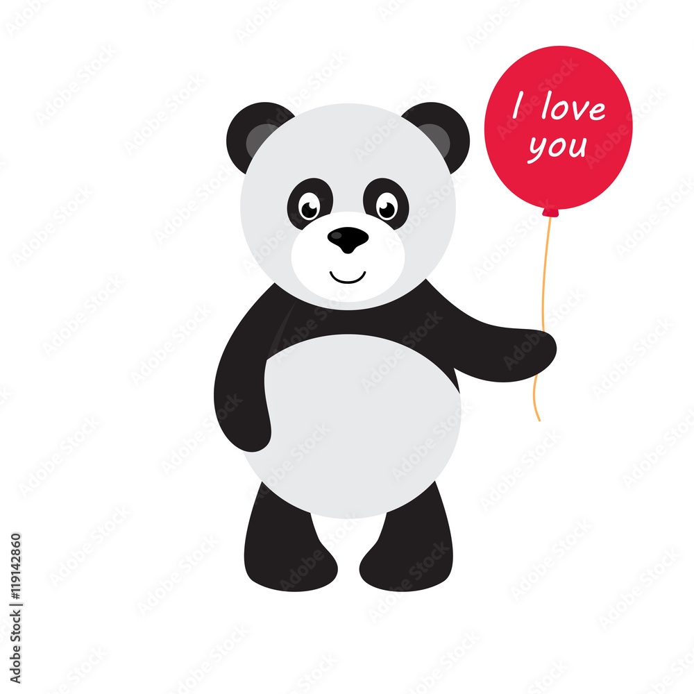 Naklejka premium kreskówka panda z balonem