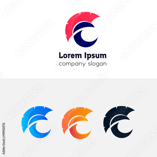 Abstract C letter logo icon gladiator helm sign vector design