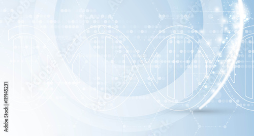 dna and medical and technology background. futuristic molecule structure presentation